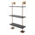 Modern multi-tier shelf in brown leather, aged brass and black! The shelf unit details urban simplicity with burnished...