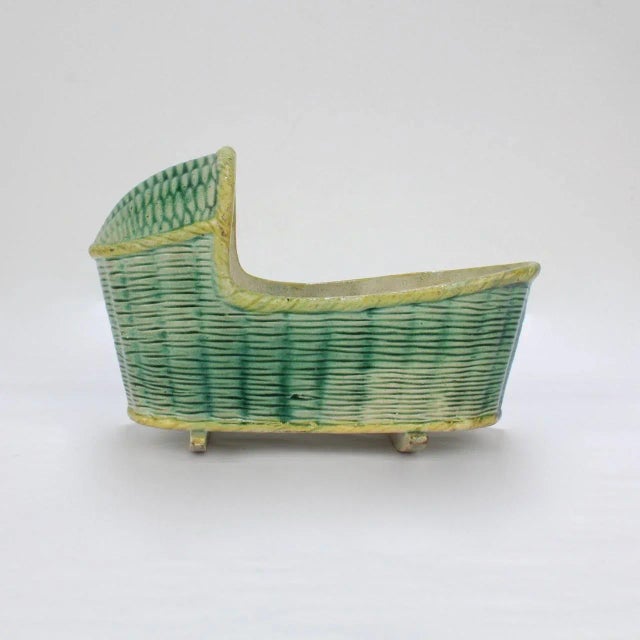 Large Antique English Staffordshire or Prattware Pottery Model of a Cradle For Sale In Philadelphia - Image 6 of 11