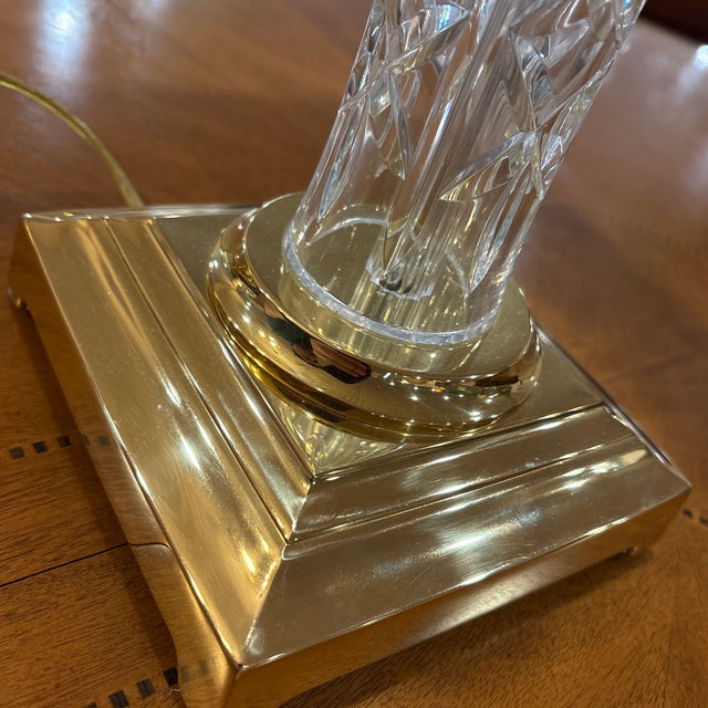 Waterford Crystal Late 20th Century Rare Waterford Crystal & Brass Swing-Arm Column Lamp – Diamond Cut For Sale - Image 4 of 5