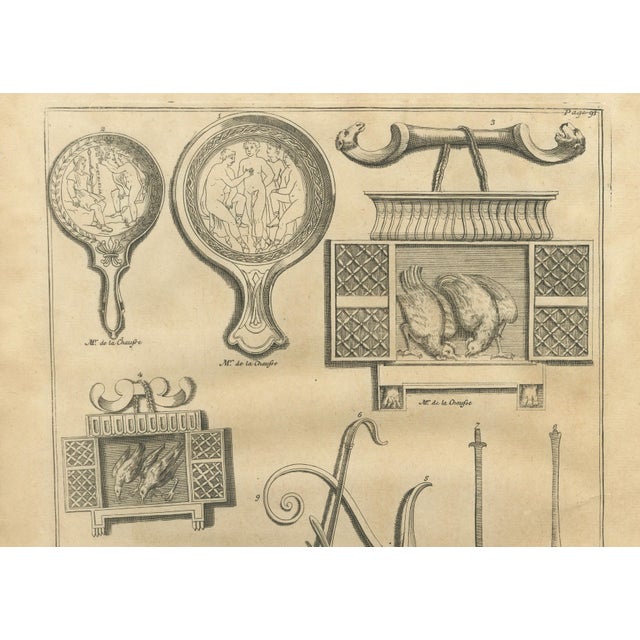 Bernard de Montfaucon, Roman Antiquities and Classical Bronze Objects, 1721, Paper Engraving, Set of 2 For Sale - Image 10 of 13