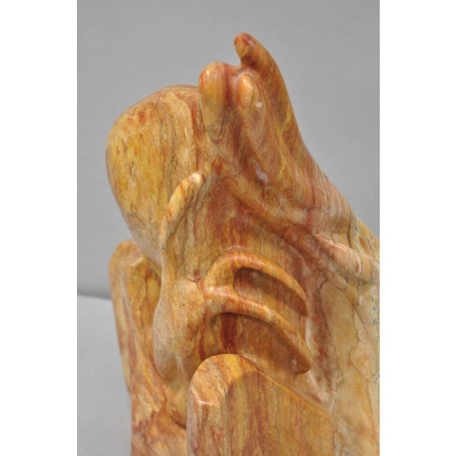 Vintage Seymour Shuren Modern Pink Carved Marble Abstract Panther Cat Sculpture For Sale - Image 15 of 18