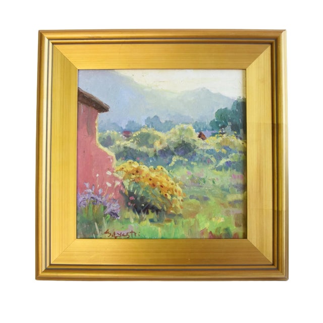 American Silvio Silvestri, Listed Artist Taos New Mexico Landscape Oil Painting W/ Antiqued Gold Wood Frame For Sale - Image 3 of 11