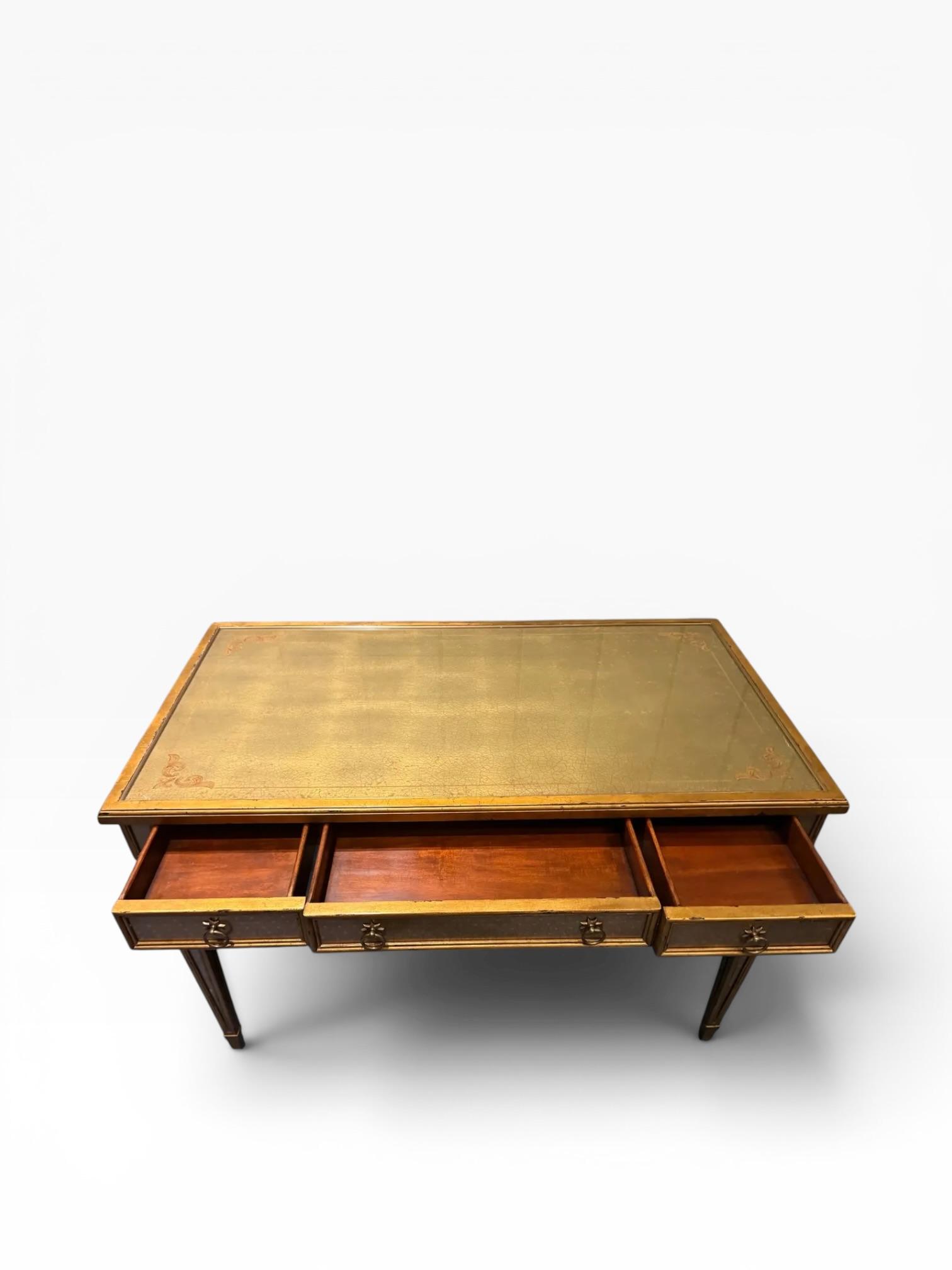 THEODORE ALEXANDER デスク　事務机　文机　ダイニングテーブル Theodore Alexander Italian-Inspired Distressed Gold Leaf Writing
