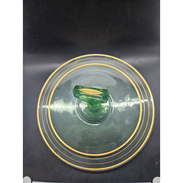 Mid-Century Modern Antique Early 20th Century Center Handle Green Depression/Uranium Glass Serving Platter For Sale - Image 3 of 4
