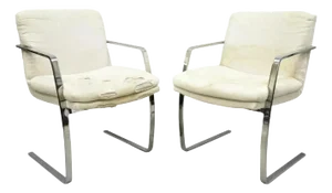 Mid 20th Century Mid Century Modern Brno Style Chrome Cantilever Lounge Arm Chairs - A Pair