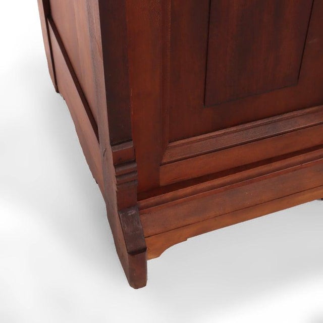 Victorian Antique Eastlake Walnut Cylinder Roll Top Paneled Secretary Desk C1890 For Sale - Image 3 of 18