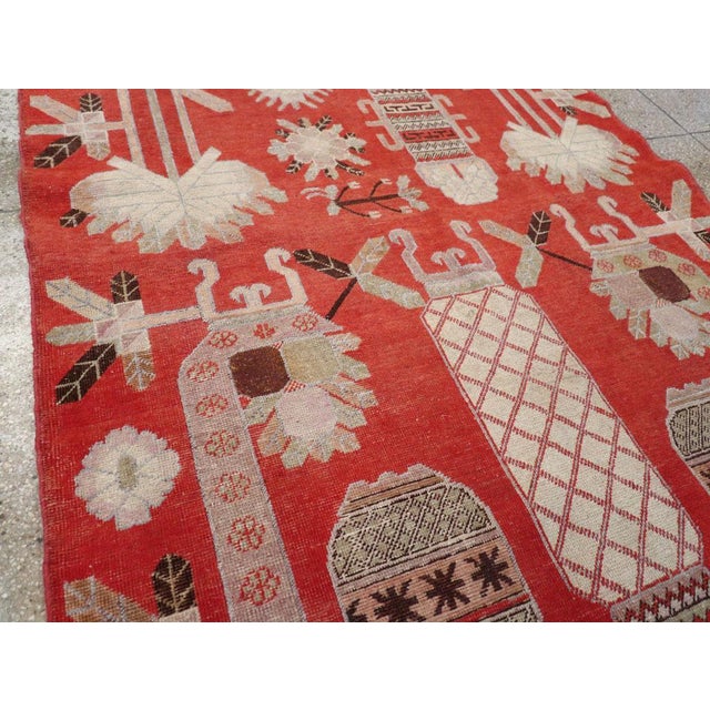 Rustic Galerie Shabab Collection Early 20th Century Handmade East Turkestan Khotan Rug For Sale - Image 3 of 8