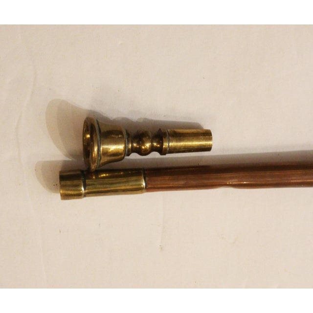 Mid-late 19th century copper & brass coaching horn, English. Copper with brass sleeve, ferrule & removable mouthpiece....