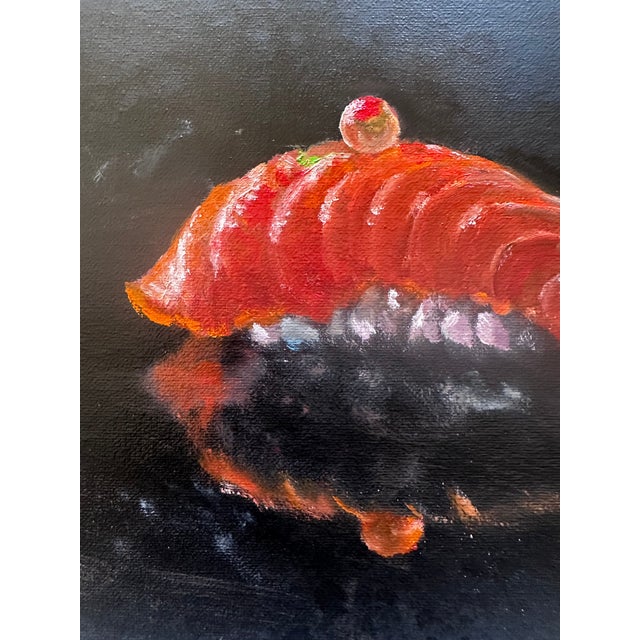 Salmon 2025 Painting Salmon Nigiri Sushi Oil Canvas Board Still Life Food Not Framed Signed For Sale - Image 8 of 8