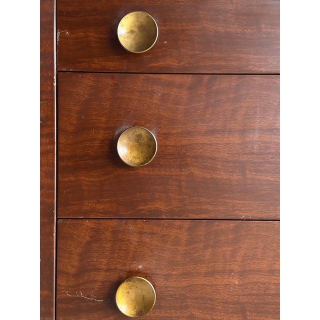 Brown Vintage Norman Bel Geddes Steel Chest of Drawers With Mirror & Brass Pulls, C. 1930s For Sale - Image 8 of 18
