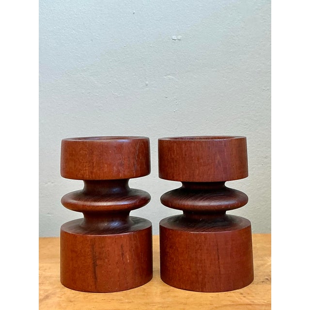 Vintage Mid-Century Modern Wood Candle Holders - A Pair For Sale - Image 12 of 12
