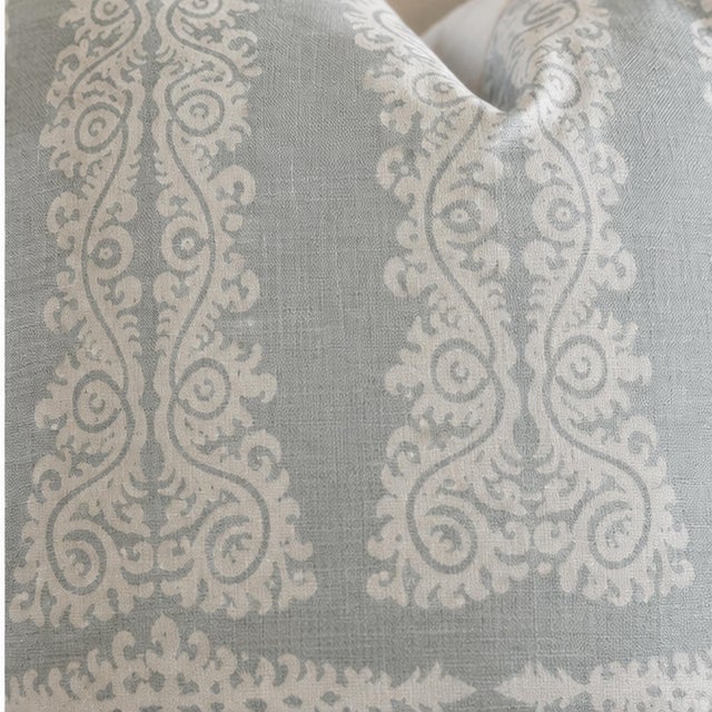 Anna French for Thibaut Ellery Stripe Soft Blue Linen Pillows – A 22" Pair For Sale - Image 4 of 4