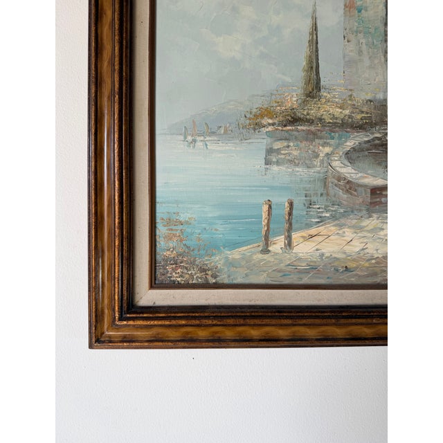 Vintage Caroline Burnett Impressionist European Coastal Landscape Oil on Canvas Painting, Framed For Sale - Image 4 of 11
