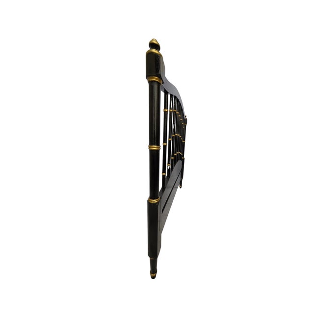Pair of 1970s Ebony Lacquered Faux Bamboo Headboards With Gilded Gold Trim For Sale - Image 9 of 17