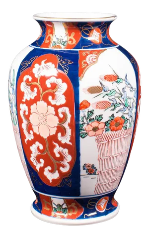 C.1940 Vintage Art Deco Japanese Ceramic Baluster Imari Urn