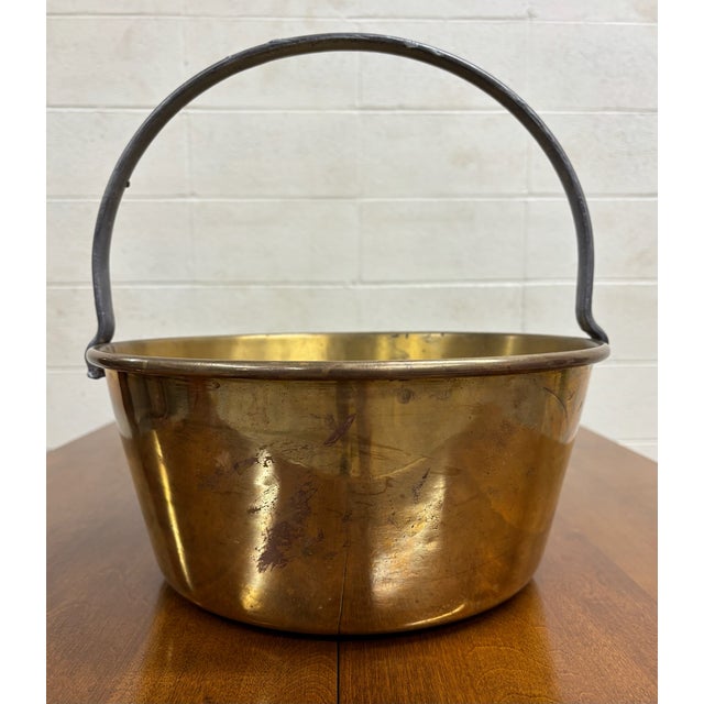 Antique Brass Jam Pan Pot Bucket With Iron Handle For Sale - Image 4 of 9