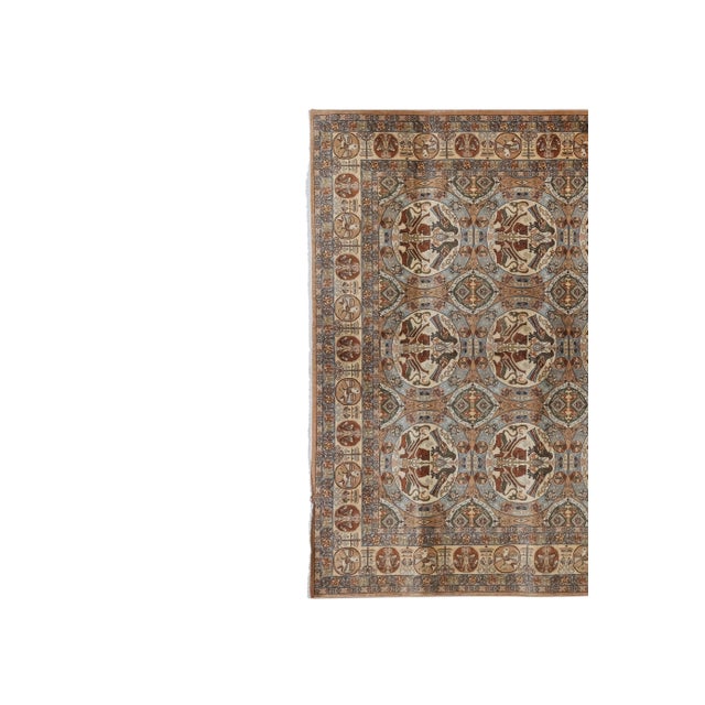 Textile Vintage Animal Garden Turkish Oushak Rug With Rich Border 6'6'' X 9'3'' For Sale - Image 7 of 11