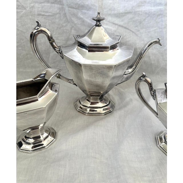 1950s 1950s Art Deco Reed & Barton Silver Plated Tea Set - 3 pcs For Sale - Image 5 of 9