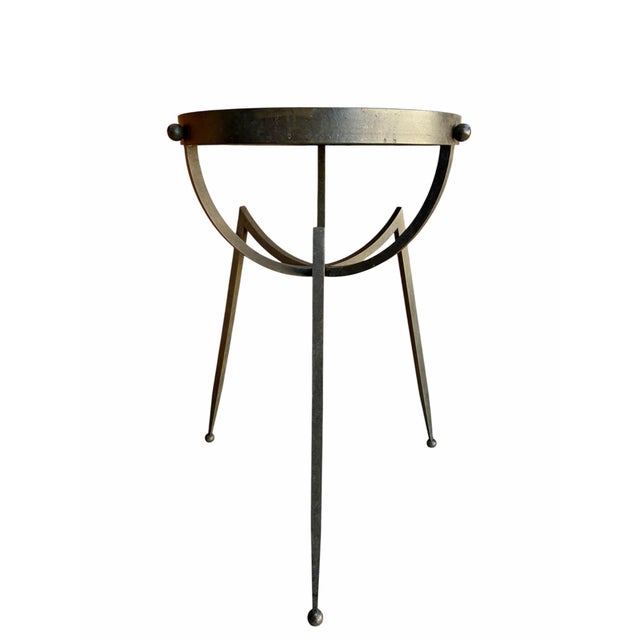 Art Deco Attributed Barbara Barry for Baker Furniture Modern Iron Side Table For Sale - Image 3 of 5