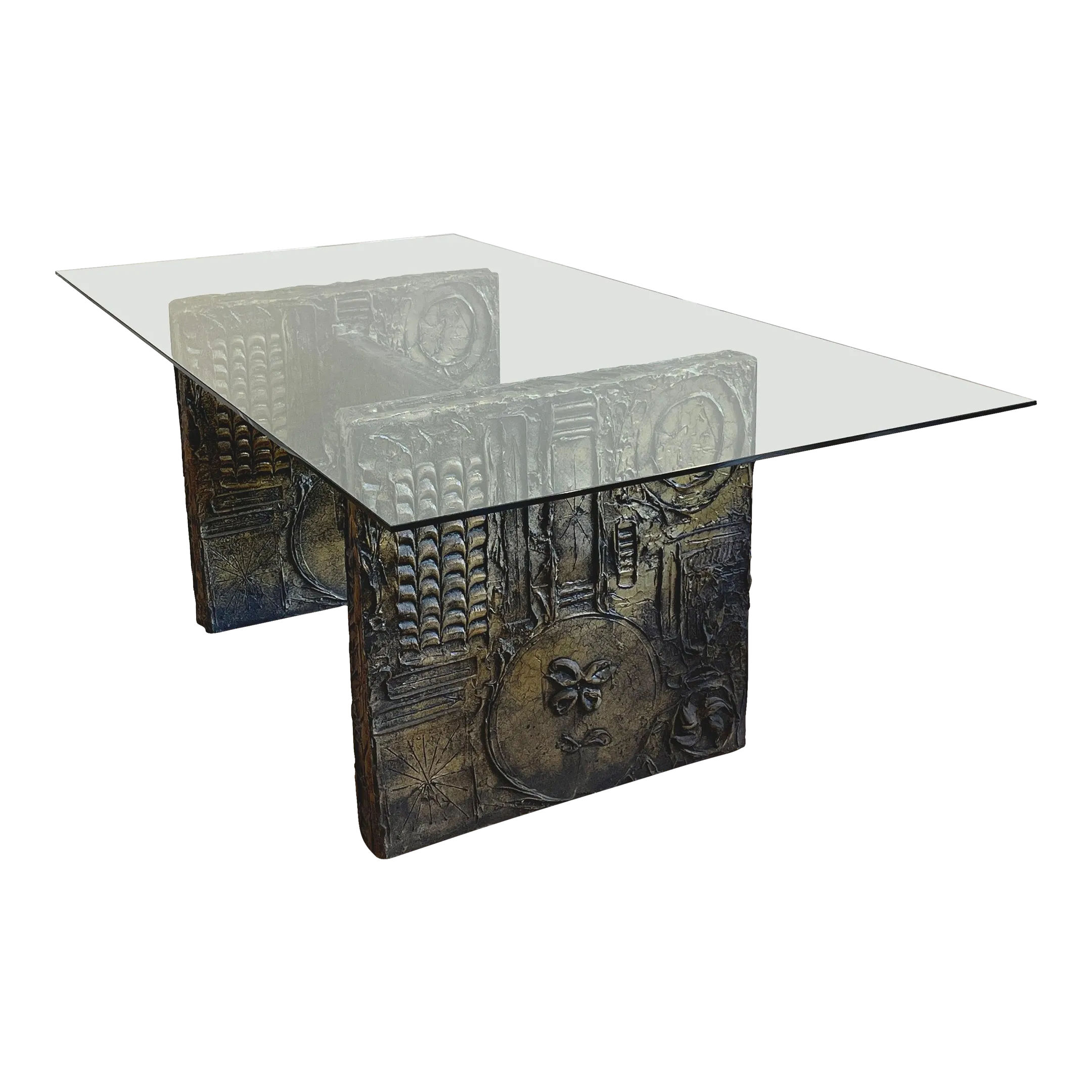 Brutalist Glass Top Dining Table - Manner of Adrian Pearsall