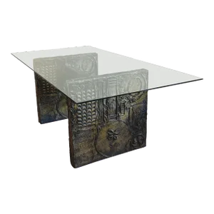 Brutalist Glass Top Dining Table - Manner of Adrian Pearsall / Paul Evans