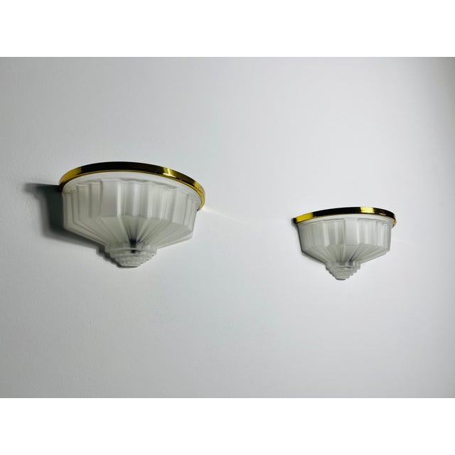 Pair of French Brass and Aluminium Art Deco Sconces, France, 1940s For Sale - Image 11 of 12