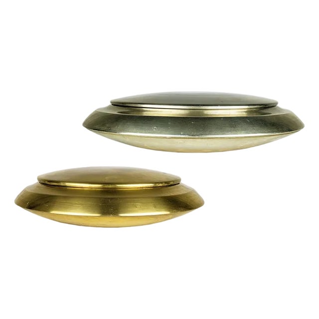Italian Nickel-Plating and Brass Solaria Boxes by Nella Longari, 1970s, Set of 2 For Sale