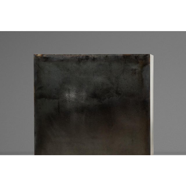 Set of Two (2) Mid-Century Modern Industrial Brutalist Cubes / End Tables / Pedestals in Patinaed Metal, Usa, C. 1970s For Sale - Image 10 of 17