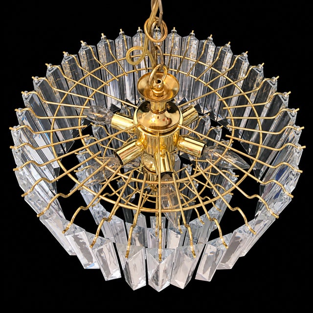 Metal Mid 20th Century Italian Mid-Century Modern Three Tiered Clear Lucite Waterfall Chandeliers - A Pair For Sale - Image 7 of 8