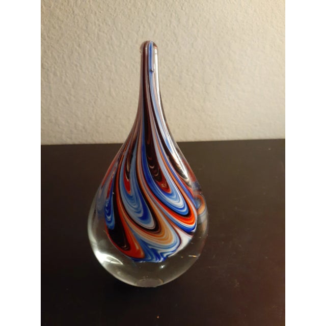 Glass 1980s Millifiore Tear Drop Art Glass Paper Weight For Sale - Image 7 of 8