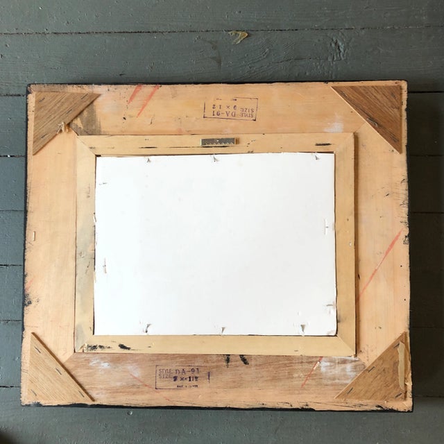 1950s Vintage Original Female Nude in Beach Modernist Watercolor Painting Carved Wood Frame For Sale - Image 5 of 6