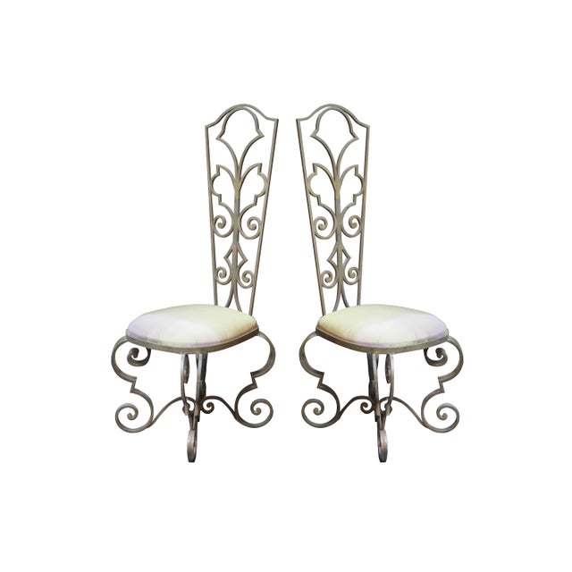 1930s Vintage Wrought Iron French Art Deco Chairs - a Pair For Sale - Image 9 of 9