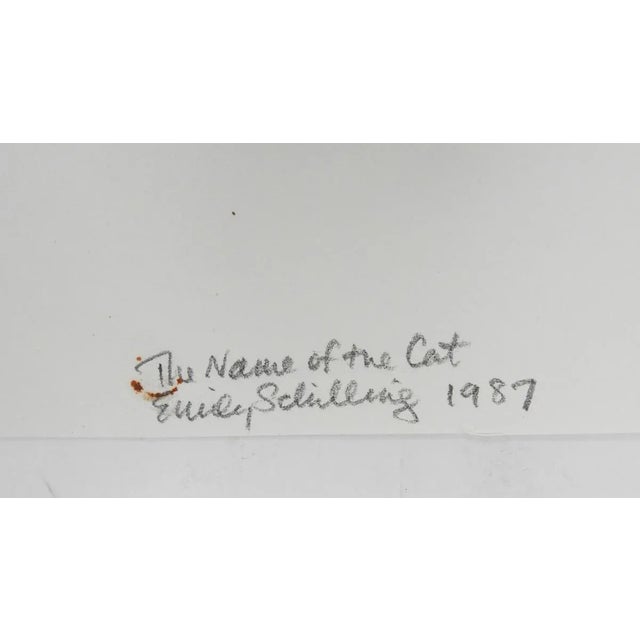 Contemporary 1987 Pen and Ink Drawing of Black and White Cat For Sale - Image 3 of 5