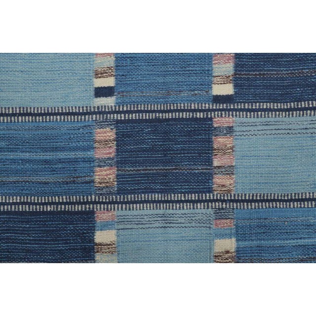 Traditional Contemporary Scandinavian Blue Plaid Wool Rug by Rug & Kilim, India For Sale - Image 3 of 7