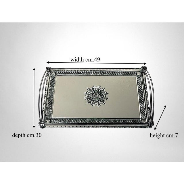 Art Deco French Nickel-Plated Metal Tray With Cut and Etched Mirror Surface For Sale - Image 18 of 18