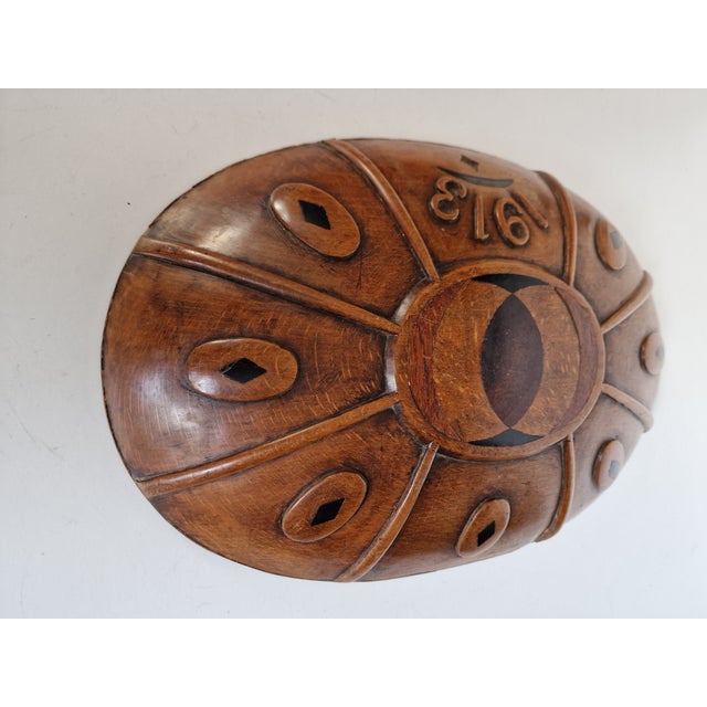 Beautiful oak wood bowl with intarsia, wedding bowl, made as gift for a wedding. Groningen, Holland, 1913. This piece is...