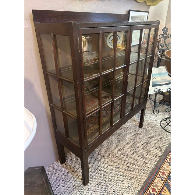Mission Style Vintage Display Cabinet For Sale - Image 4 of 11