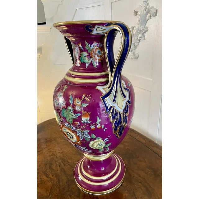 Large Staffordshire Porcelain Twin Handled Vase For Sale - Image 4 of 11