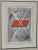 Fine Abstract Black, Red & White Lithograph by Mystery Artist. Though this excellent lithograph is pencil signed, we...