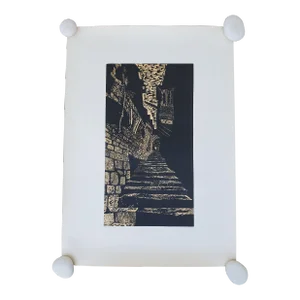 A Vintage Linocut Block Print Signed Arieh Kimhi, Jerusalem 1974, Numbered 10/130