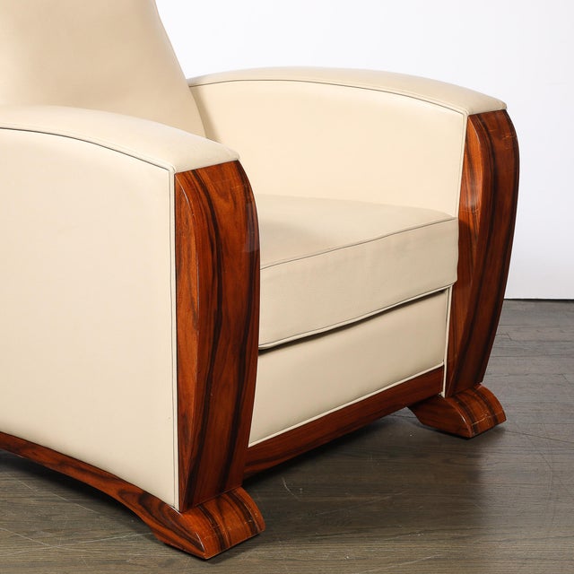 Pair of Art Deco Club Chairs in Palisander & Edelman Cream Leather For Sale - Image 17 of 18