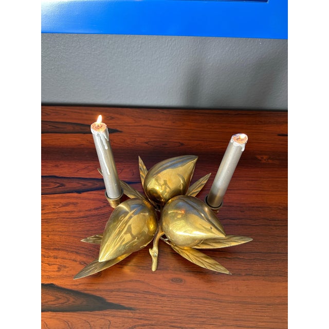 1970s Decorative Brass Lemons Candle Holder or Paperweight For Sale - Image 4 of 12