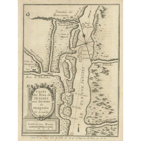Antique Map of the Yenisei River in Siberia, Russia, 1768 For Sale - Image 6 of 6
