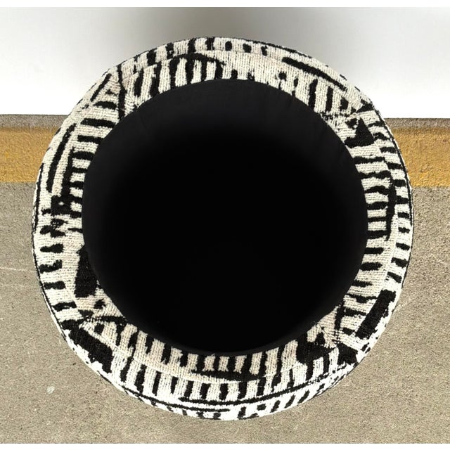 Abstract Abstract Modern Black and Ivory Storage Ottoman For Sale - Image 3 of 4