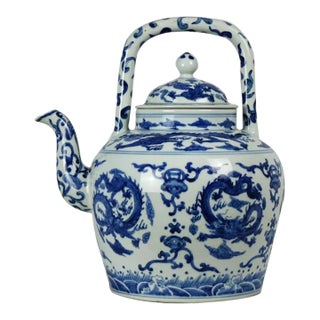 Large Chinese Porcelain Teapot with Marking on the Bottom For Sale