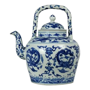 Large Chinese Porcelain Teapot with Marking on the Bottom