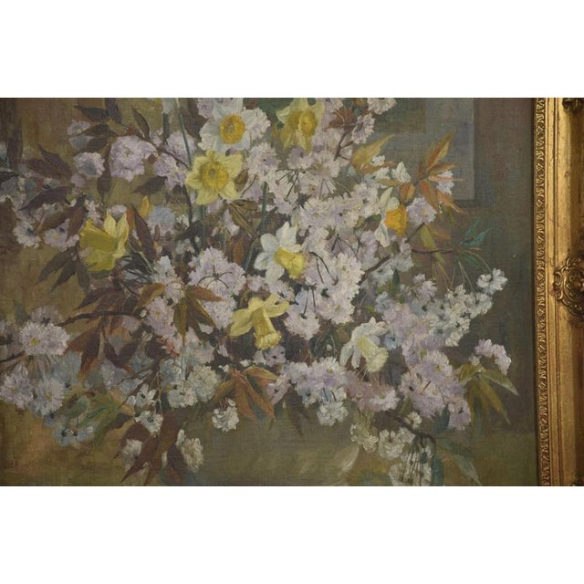 Glass Spring Flowers, 1950s, Oil on Canvas, Glass, Framed For Sale - Image 7 of 9