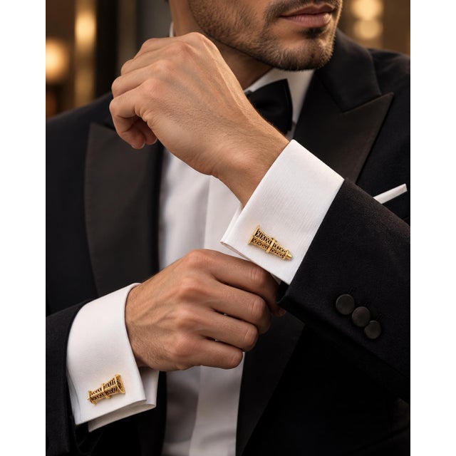 A rare and collectible pair of vintage Tiffany & Co. sculpted novelty cufflinks crafted in solid 14k yellow gold. The...