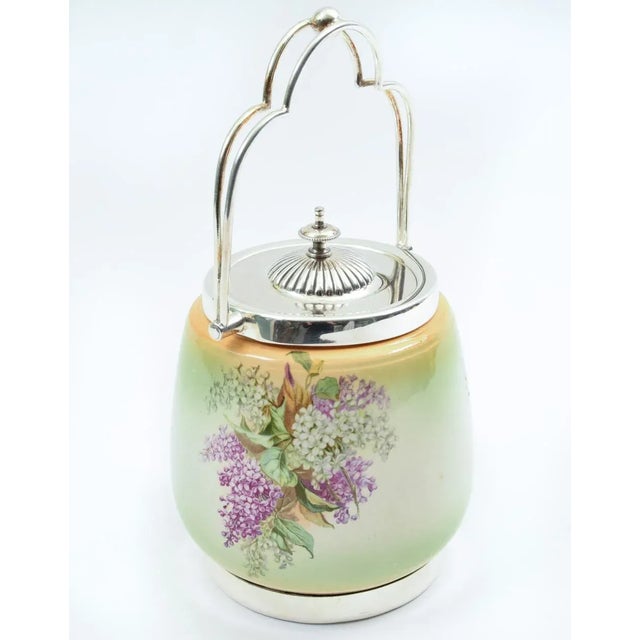 English Porcelain With Silver Plate Covered Ice Bucket For Sale - Image 10 of 12