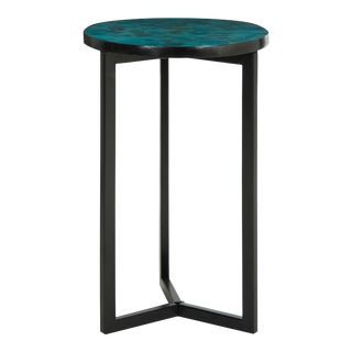 Round End Table in Turquoise For Sale
